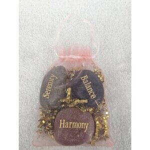 Inspirational Word Stones Polished Rocks Gift Set - Serenity Harmony Balance